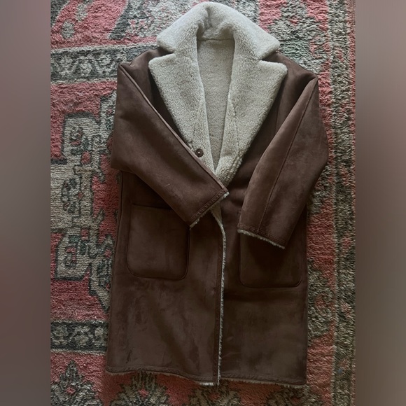 Mango Reversible Suede/Shearling Coat - Picture 9 of 15